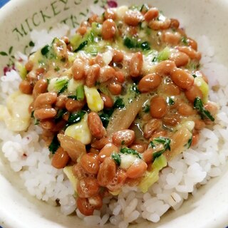 納豆の食べ方-酒粕＆野沢菜はりはり♪